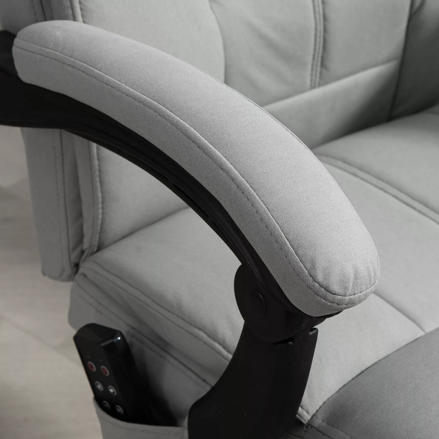 Biuro kėdė su masažo funkcija ir šildymo funkcija, kojelė, iki 120 kg, pilka
