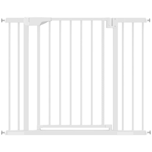 Apsauginiai varteliai, užtvaras be gręžimo su automatiniu užsidarymu, plienas ir plastikas, 76-103x76 cm, balta