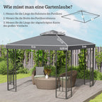 Atsarginis stogas paviljonui 3 x 3 m, vandeniui atsparus paviljono stogas su dvigubu stogu, drenažo angomis, atsarginis apvalkalas Atsarginės dalys sodo paviljonui Sodo palapinė Tamsiai pilka
