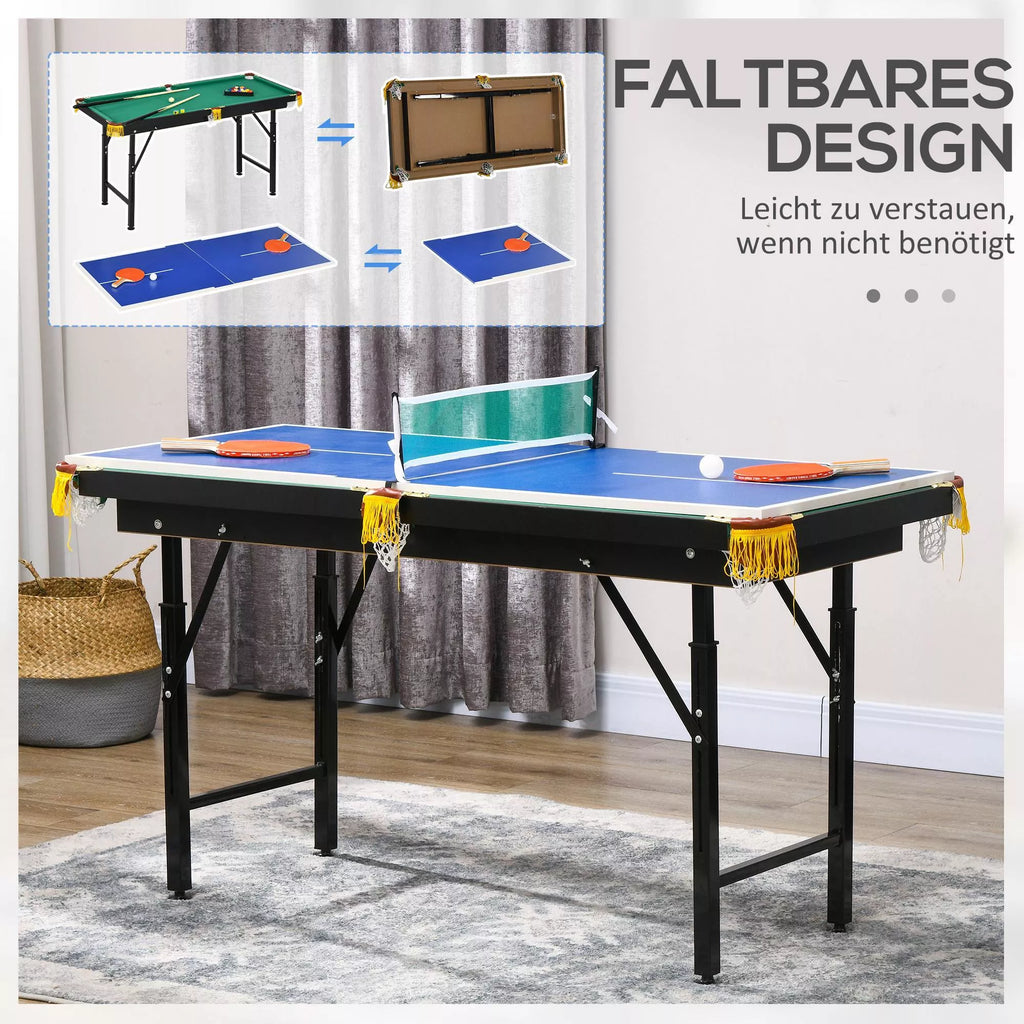 Daugiafunkcis žaidimų stalas Best Sporting 2-in-1, reguliuojamas, 140x63 cm, mėlynas/žalias