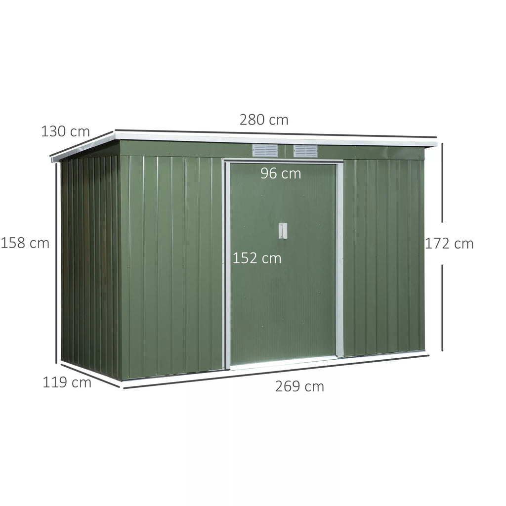 Sodo namelis metalinis su stumdomomis durimis 280x130x172 cm, šviesiai žalias