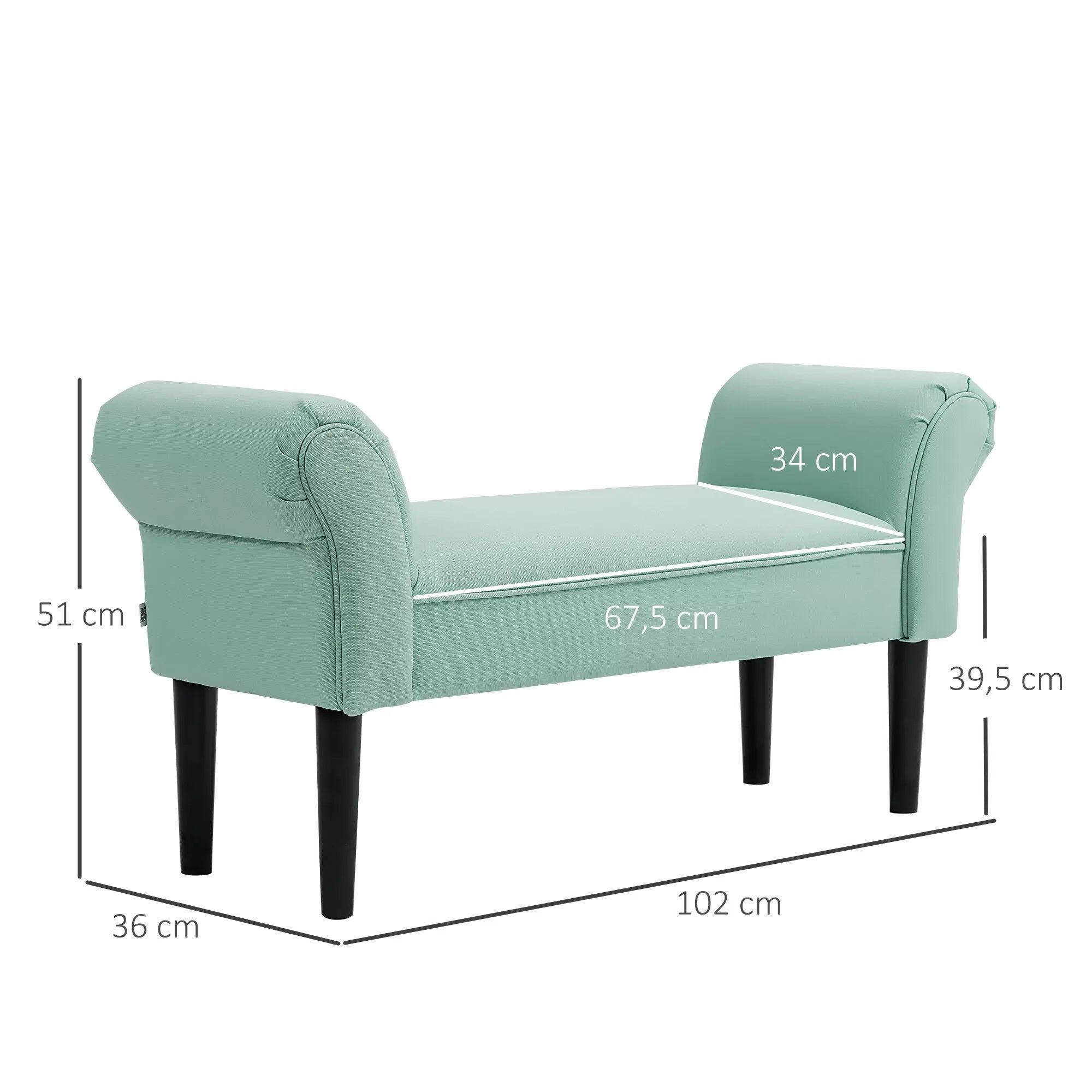 Minkšta sėdimoji suolelė miegamajam ir prieškambariui, atlaiko iki 130 kg svorį, 102 x 36 x 51 cm, žalia