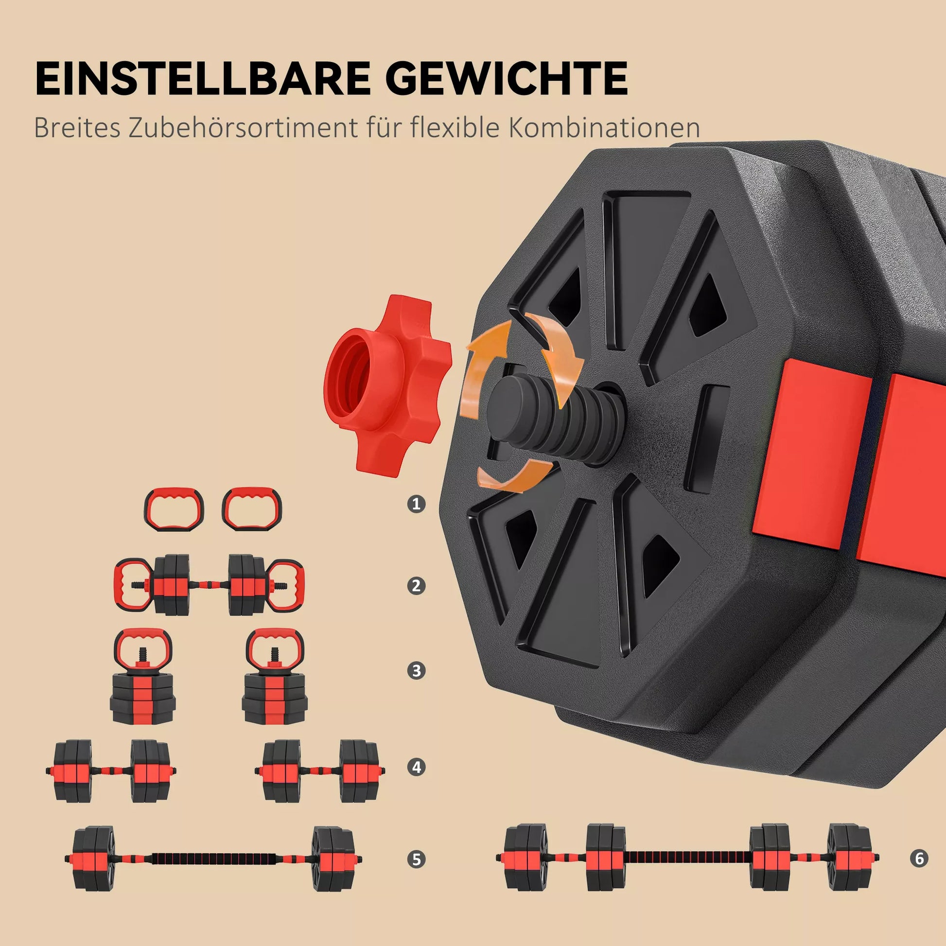 4-in-1 svarmenų rinkinys, reguliuojamas 25 KG, trumpieji ir ilgieji svarmenys jėgos treniruotėms namuose