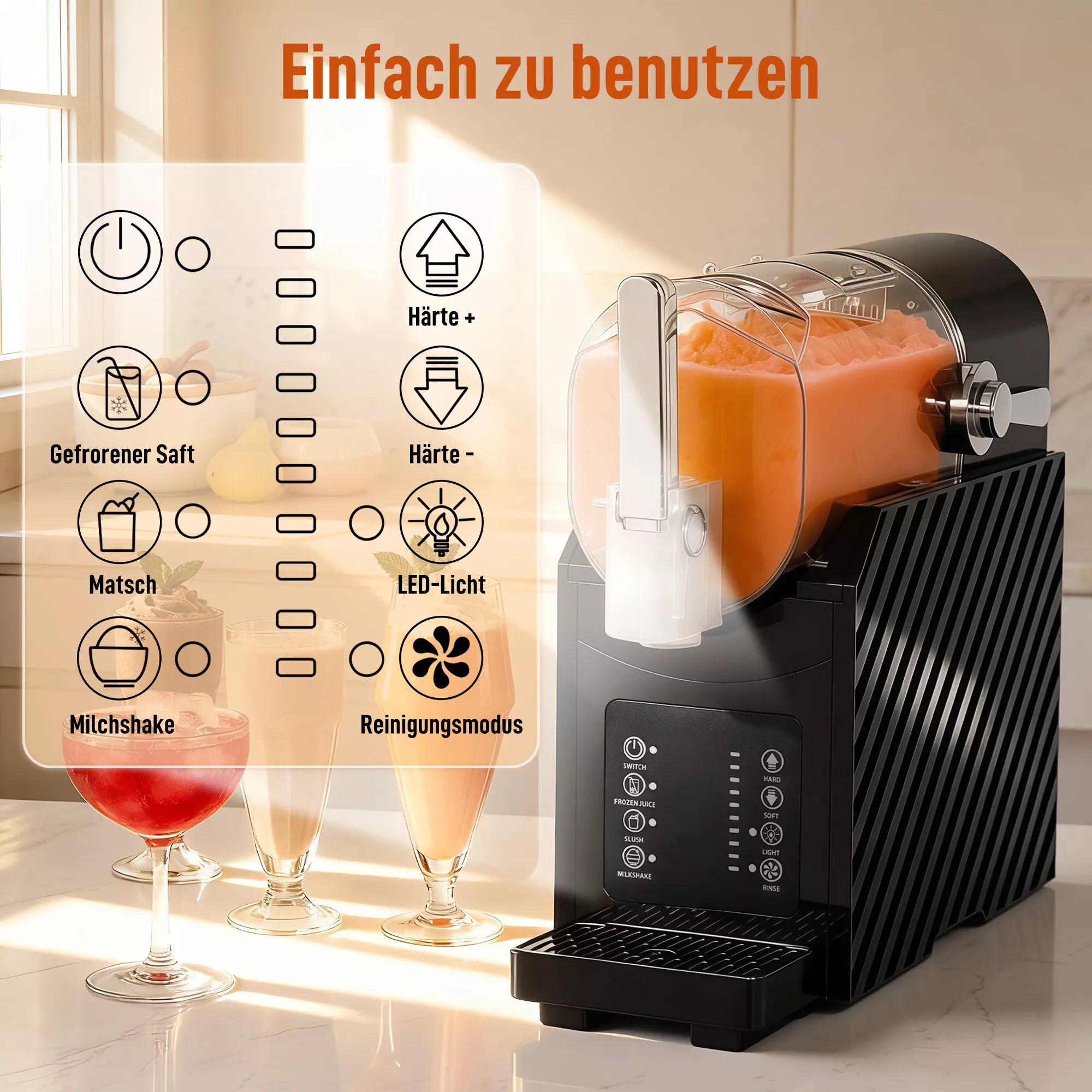Sniego aparatas, greitas aušinimas, maišymo funkcija, 2,4 L, apšvietimo funkcija, juoda