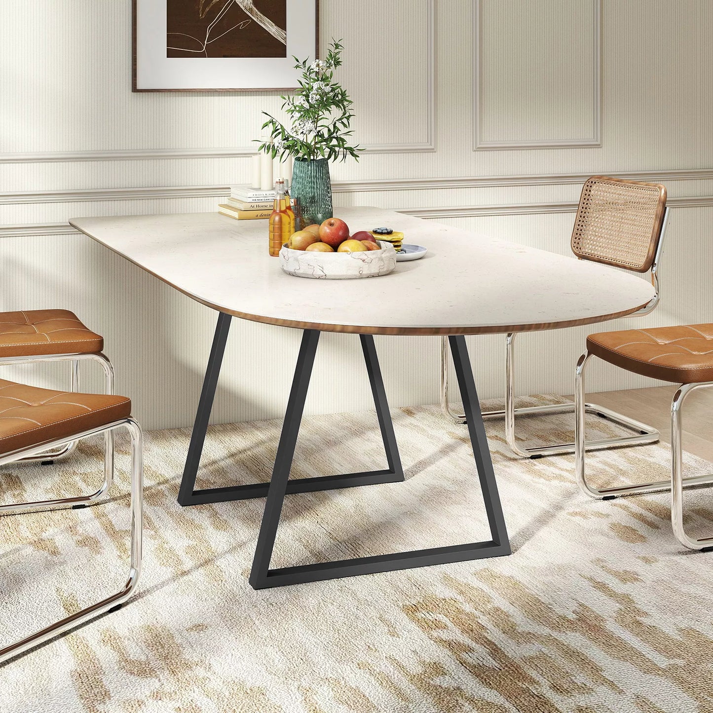 Trapecijos formos stalo kojos, 2 vnt. komplektas, metalinės, iš anksto pragręžtos, su varžtais, juodos