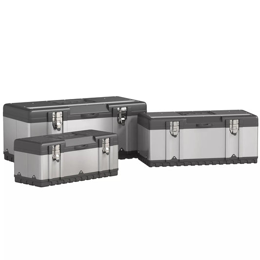 3 dalių įrankių dėžių rinkinys, nerūdijantis plienas, plastikas, sidabro spalvos