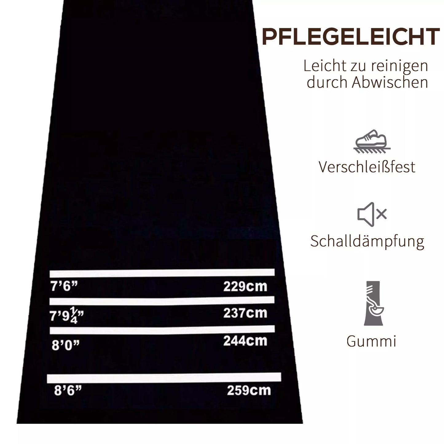 Dartmatė 300 x 61 cm Oche kilimėlis su Softdart ir Steeldart, neslystantis Dart kilimas, kilimėlis-dartmatė, Dart priedai grindims apsaugoti