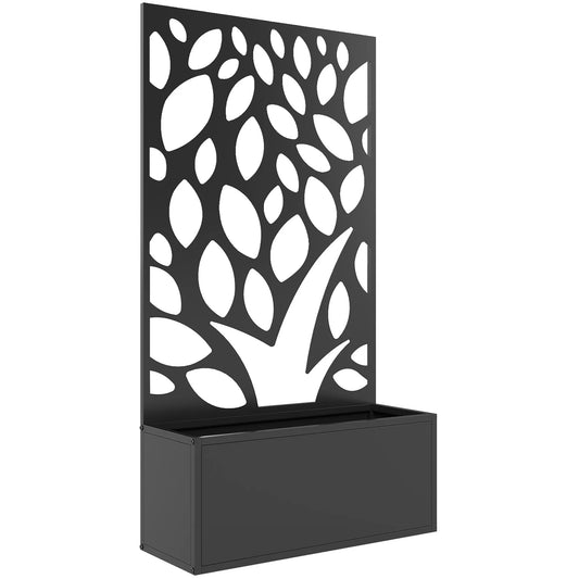 Pakelta lysvė su grotelėmis, metalinis vazonas su sienele tvirtinimui prie sienos arba pastatymui, plienas, 60x25x150 cm, antracito