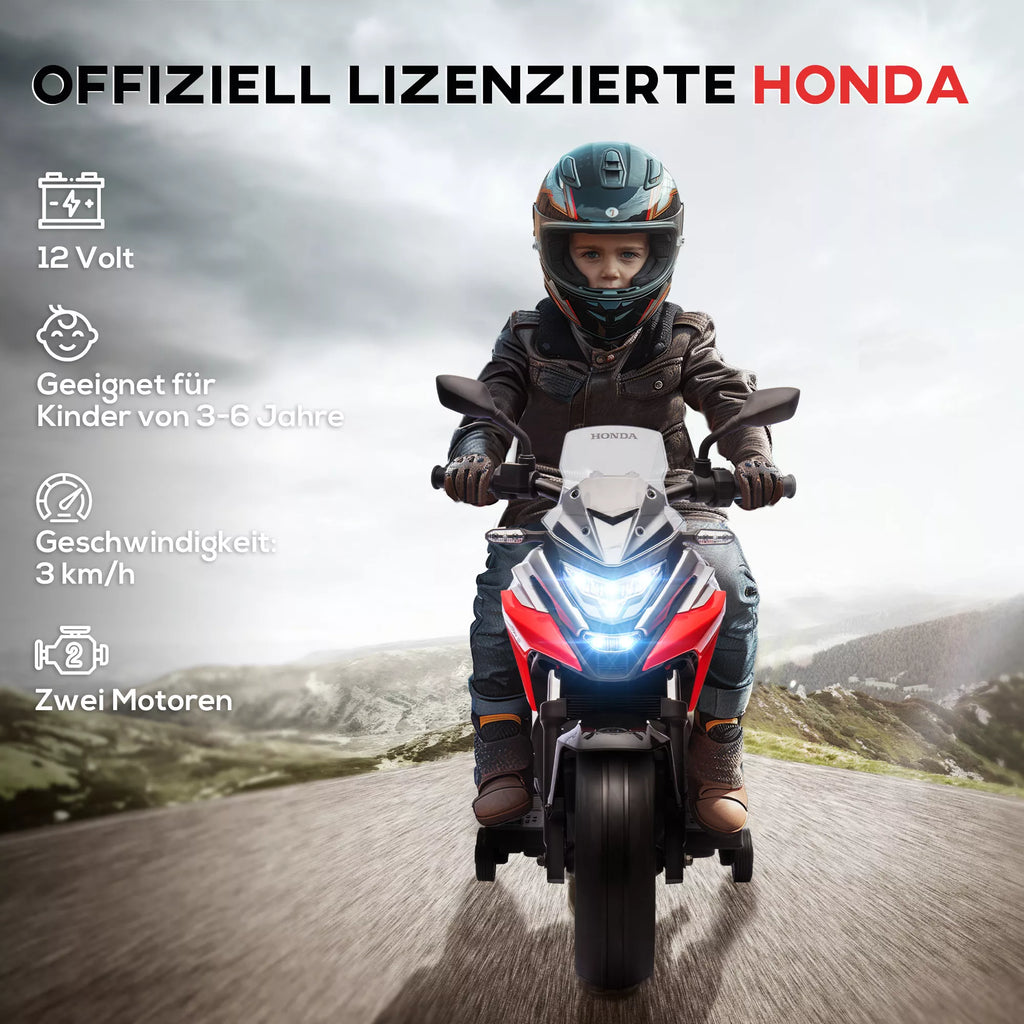 Elektrinis vaikų motociklas, Honda, 3 km/h, muzika ir šviesa, 3–6 metai, iki 30 kg, raudonas