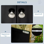 Detalių infografika: metalinė rankena ir magnetinės durelės