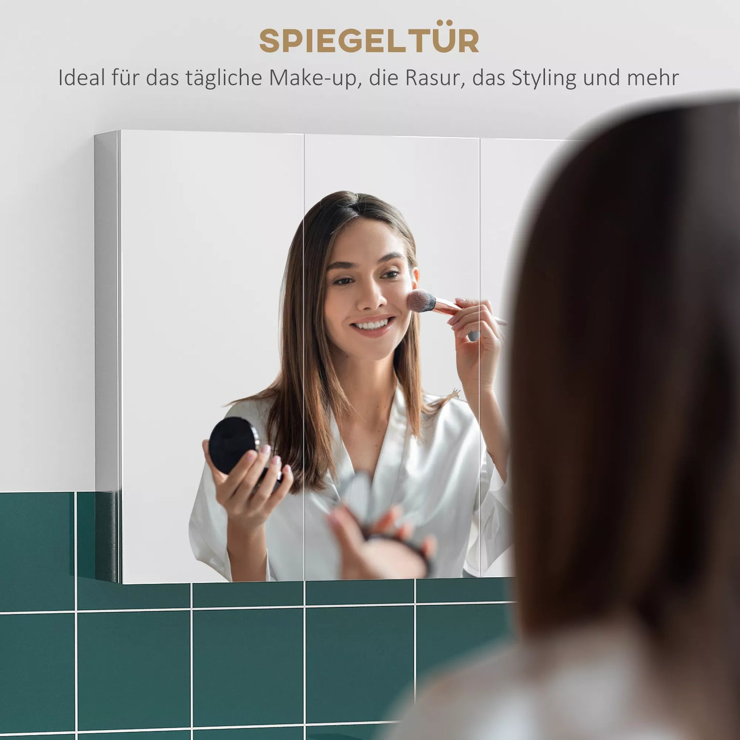 kleankin Vonios spintelė su veidrodžiu, 3 veidrodinės durys, 5 vidinės lentynos, nerūdijantis plienas, spalva: sidabrinė, 70 x 12 x 55 cm