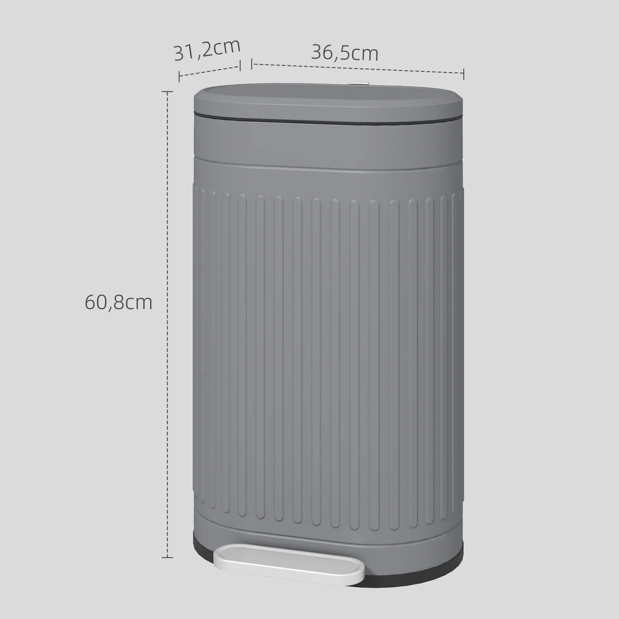 Šiukšliadėžė 30L su pedalu ir dangčiu metalinė pilka