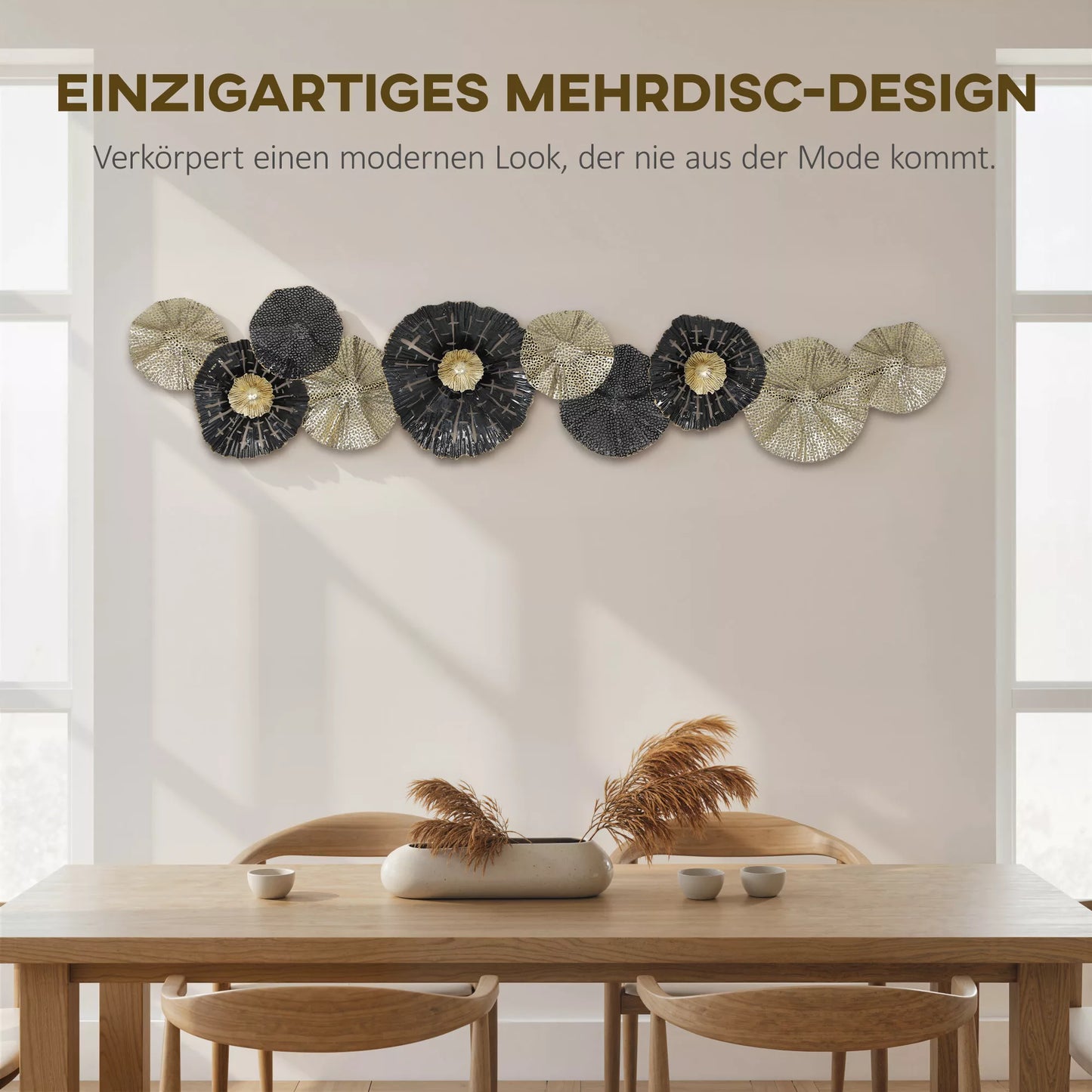 Sieninis paveikslas, sienų dekoras su metaliniu rėmu, modernaus stiliaus, juoda+auksinė