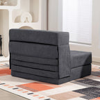 Grindų sofa, minkšta sofa, transformuojama į čiužinį, putplastis, pagalvės, tamsiai pilkos