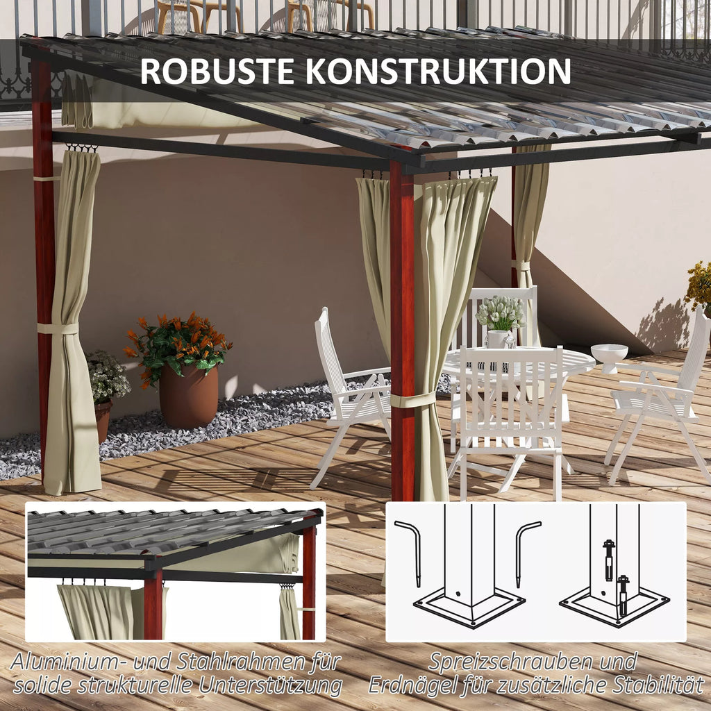 Sodo pergola, įleidžiama sodo pergola, atspari atmosferos poveikiui, su tvirtinimo medžiagomis, smėlio spalvos