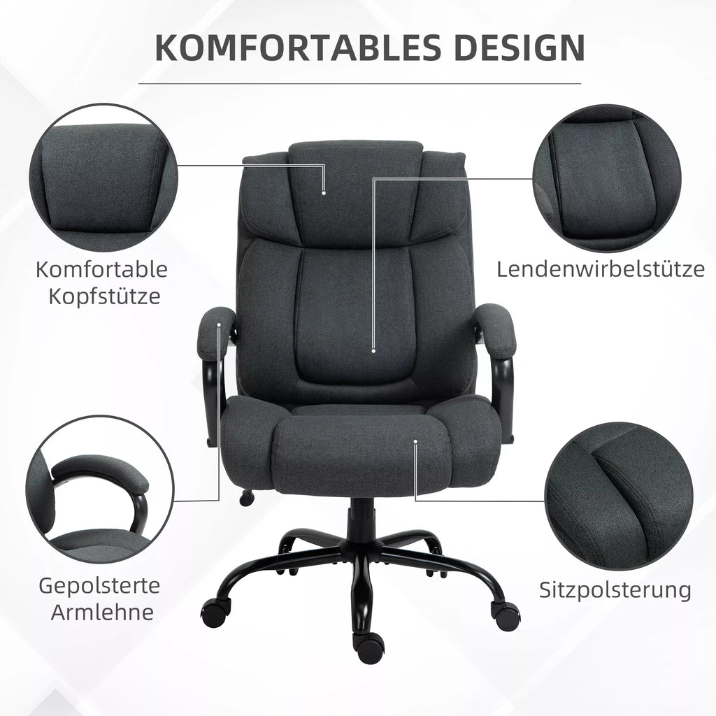 Biuro kėdė, Ergonomiška stalinė kėdė, Sukama kėdė su paminkštintu porankiu, iki 220 kg apkrovos, pilka