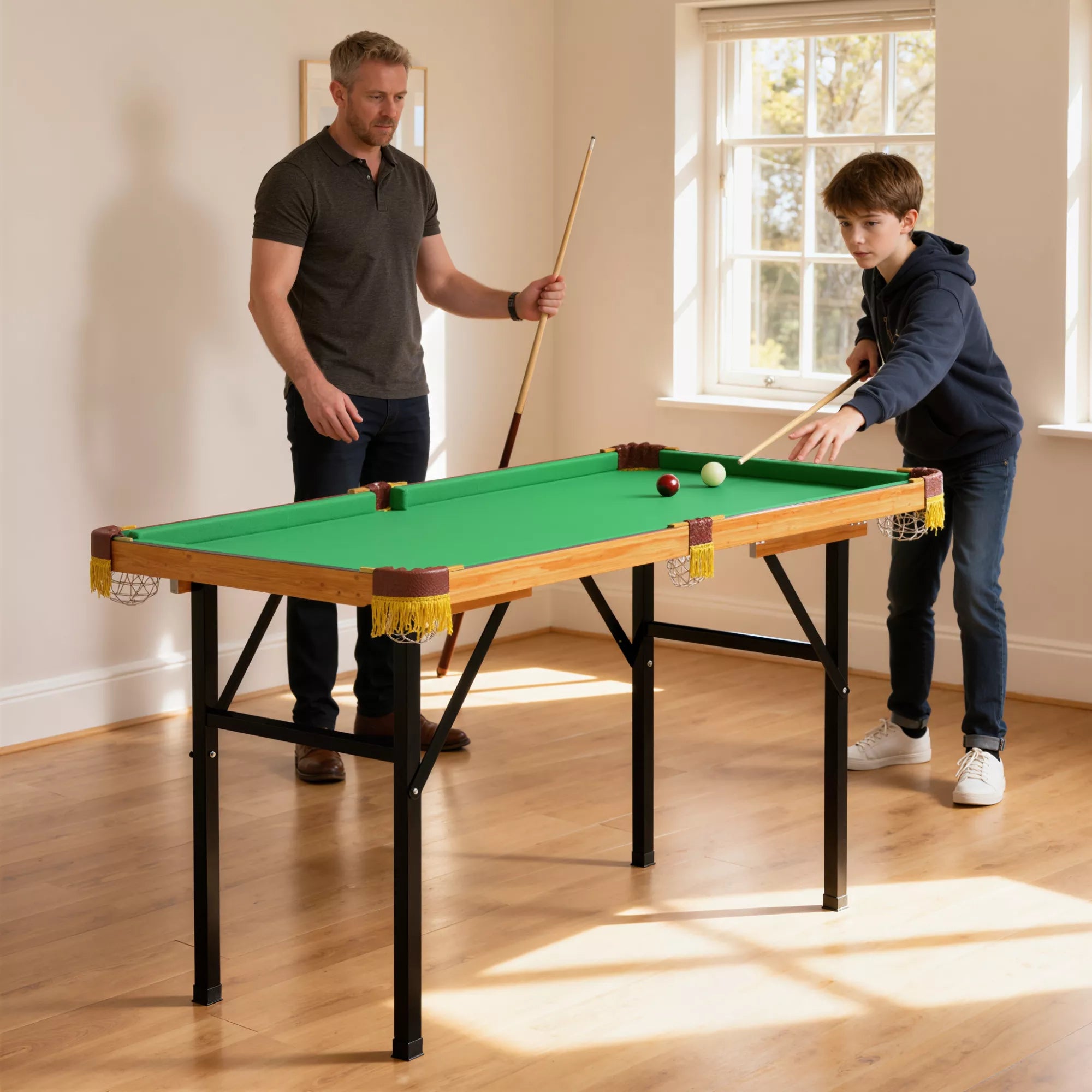 Sulankstomas biliardo stalas, 120 cm, žalias