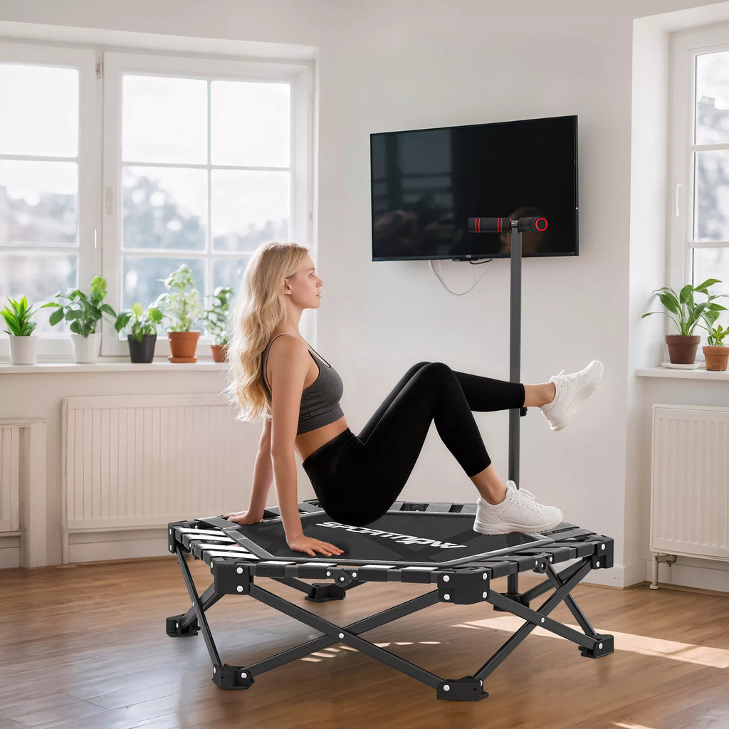 Fitneso batutas su reguliuojama T formos rankena, sulankstomas, su nešiojimo krepšiu, 120 kg apkrova, plienas, plastikas, juodas