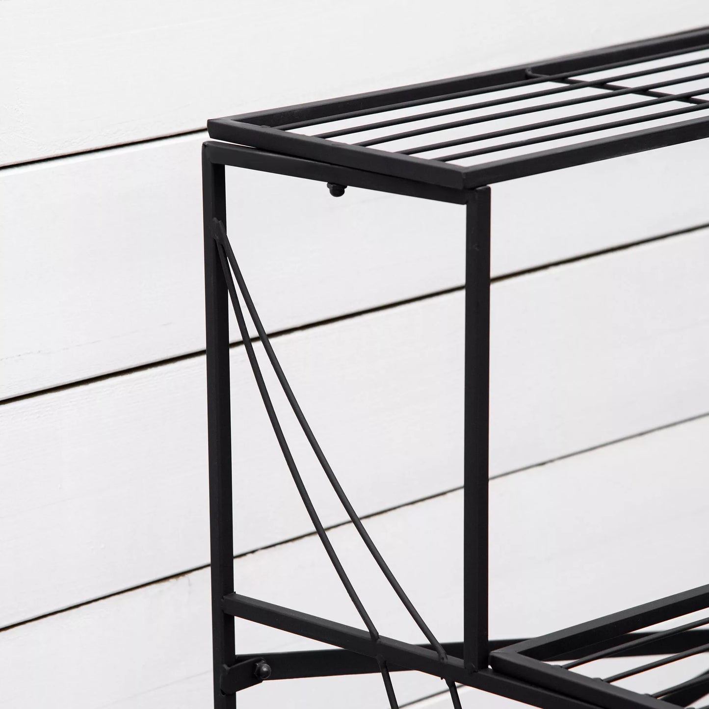 Gėlių stovas Gėlių lentyna, metalinė, 3 pakopų, augalų stovas, gėlių laipteliai, vidaus ir lauko, sodui, balkonui, juoda, 95 x 63 x 72 cm