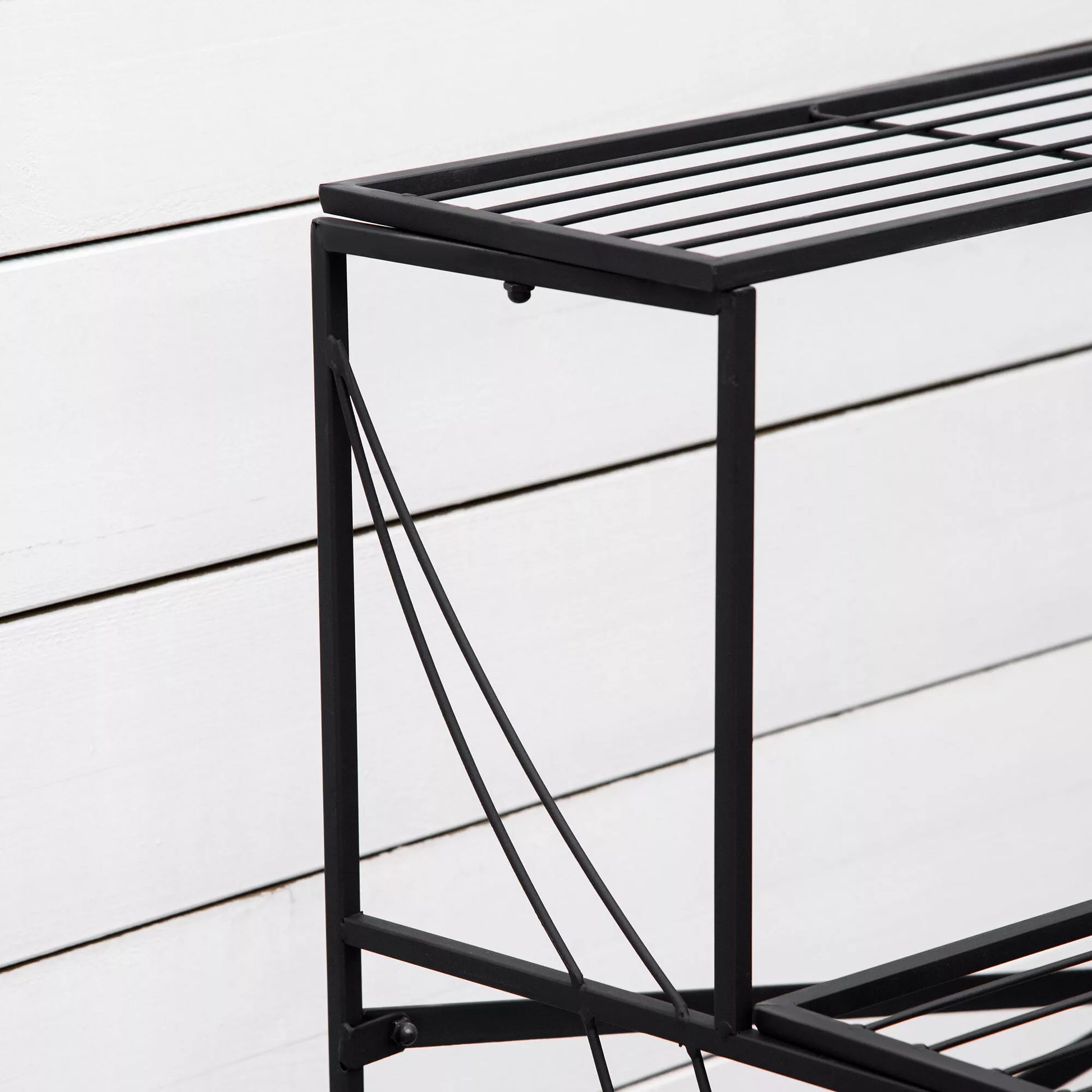 Gėlių stovas Gėlių lentyna, metalinė, 3 pakopų, augalų stovas, gėlių laipteliai, vidaus ir lauko, sodui, balkonui, juoda, 95 x 63 x 72 cm