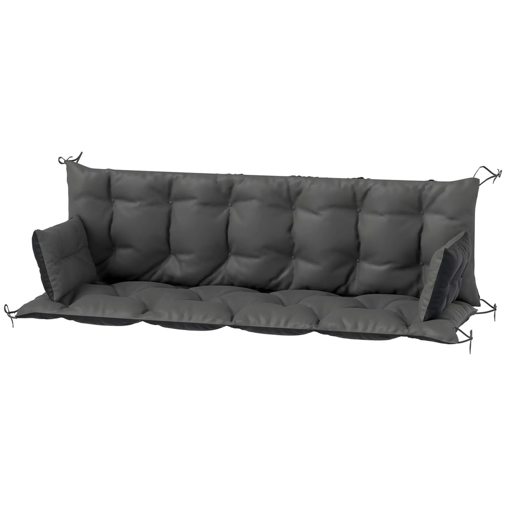 Lauko pagalvės rinkinys suolui arba holivudo sūpynėms, dviejų spalvų, poliesteris, putplastis, 180 x 110 x 8 cm, tamsiai pilkos spalvos