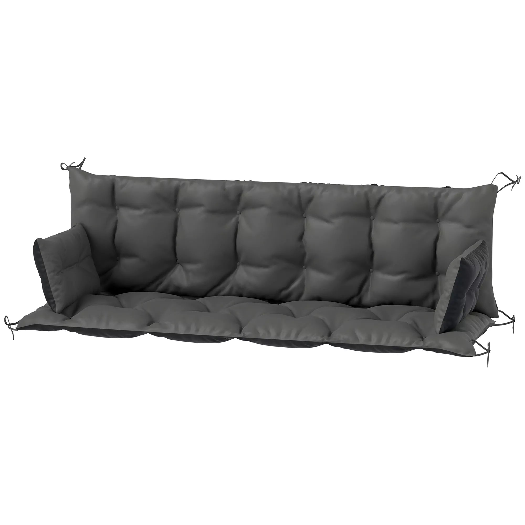 Lauko pagalvės rinkinys suolui arba holivudo sūpynėms, dviejų spalvų, poliesteris, putplastis, 180 x 110 x 8 cm, tamsiai pilkos spalvos