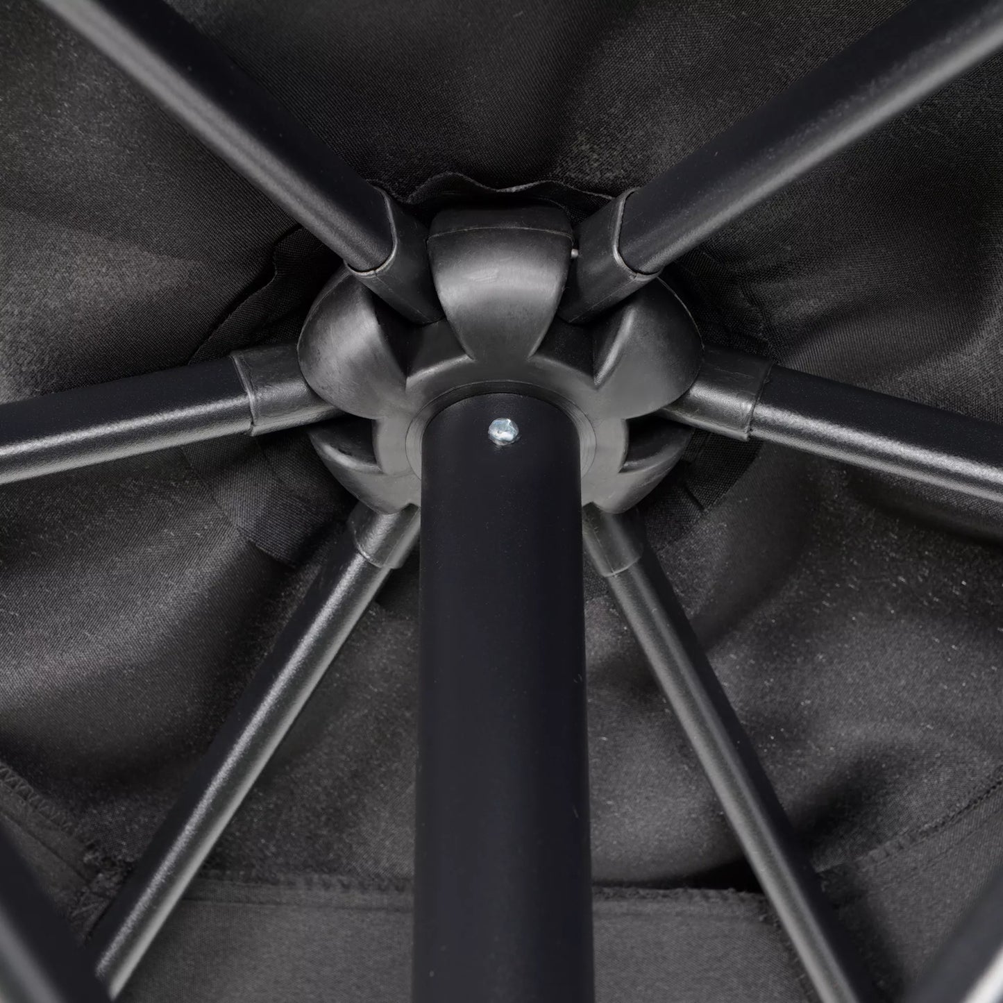 Saulės skėtis Ø196 cm, šešiakampis, balkoninis skėtis paplūdimiui, balkonui, sodui, juodas