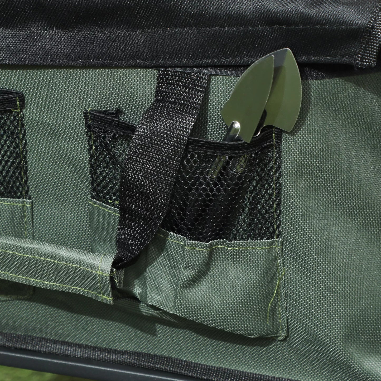 Sodo vežimėlis, kurio keliamoji galia 90 kg, sulankstomas transportavimo vežimėlis su nuimamu tentu, rankena, ratais, 72 litrų talpos, žalios spalvos