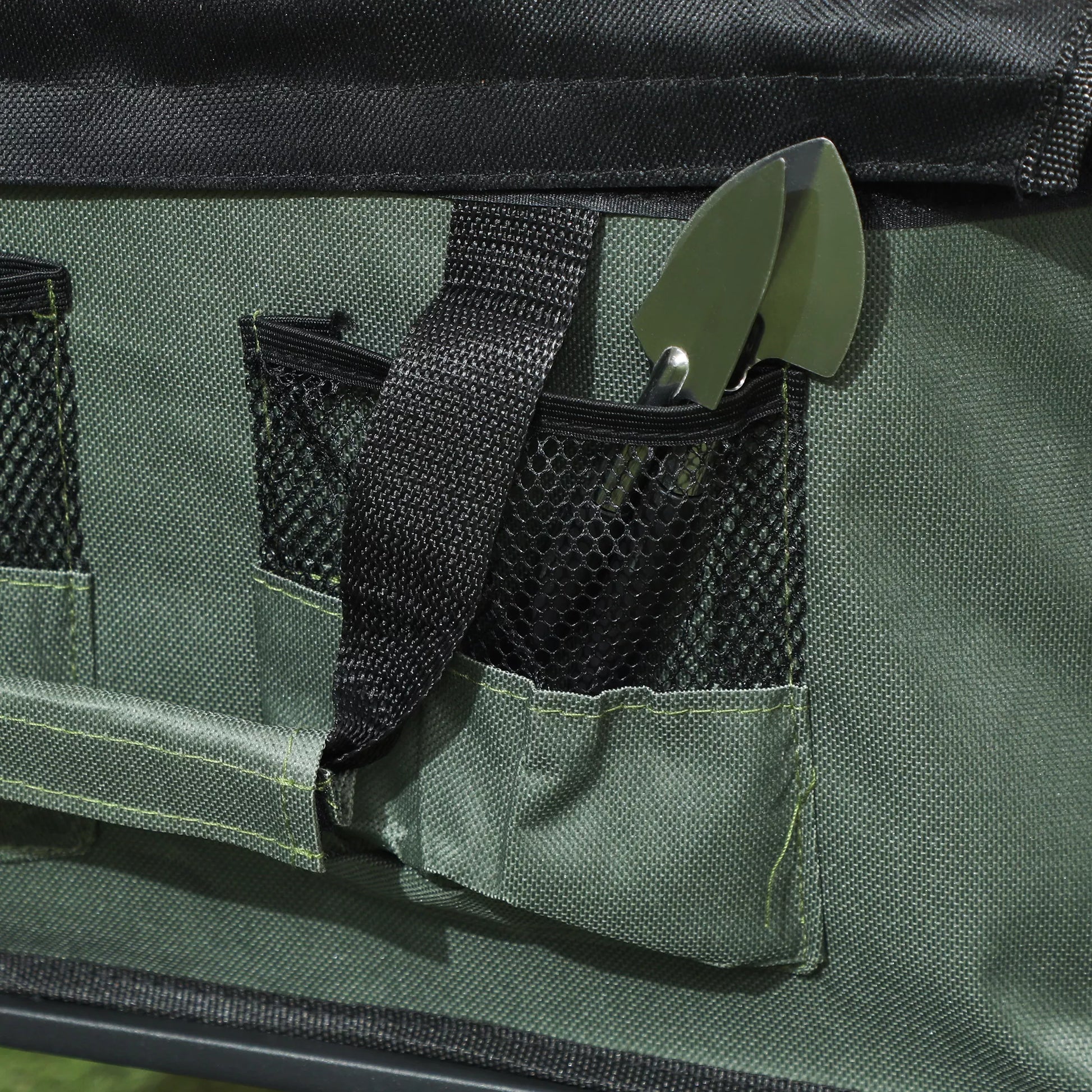 Sodo vežimėlis, kurio keliamoji galia 90 kg, sulankstomas transportavimo vežimėlis su nuimamu tentu, rankena, ratais, 72 litrų talpos, žalios spalvos