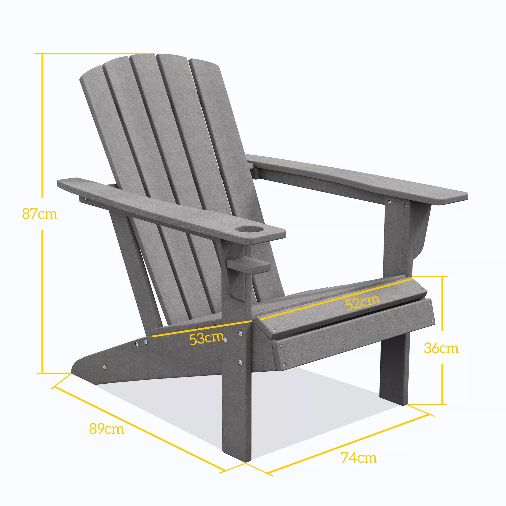 Sodo kėdė, ergonomiškas dizainas, atspari atmosferos poveikiui, HDPE, pilka, 75 x 87 x 90 cm