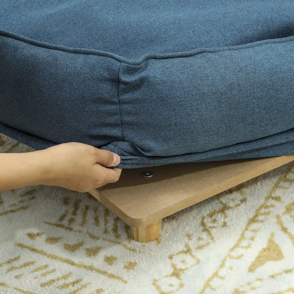 Šunų sofa, naminių gyvūnų sofa, naminių gyvūnų lovelė, nuimamas ir skalbiamas apmušalas, natūralus + tamsiai mėlynas