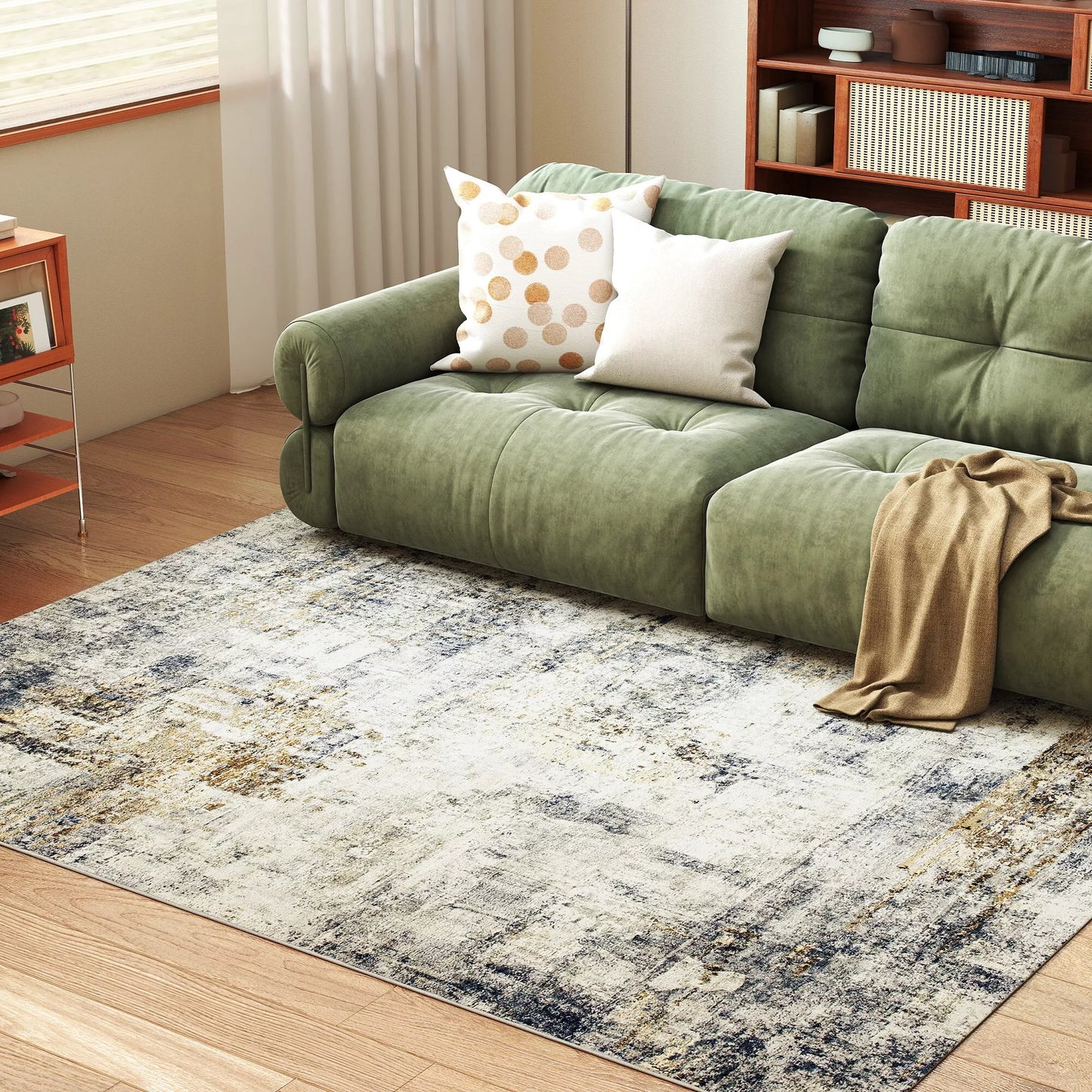 HOMCOM Svetainės kilimas, poliesteris, modernus meninis raštas, skalbiama, pilka