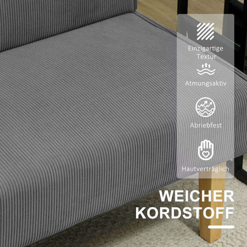Dvivietė sofa, kompaktiška, iki 240 kg, pilka
