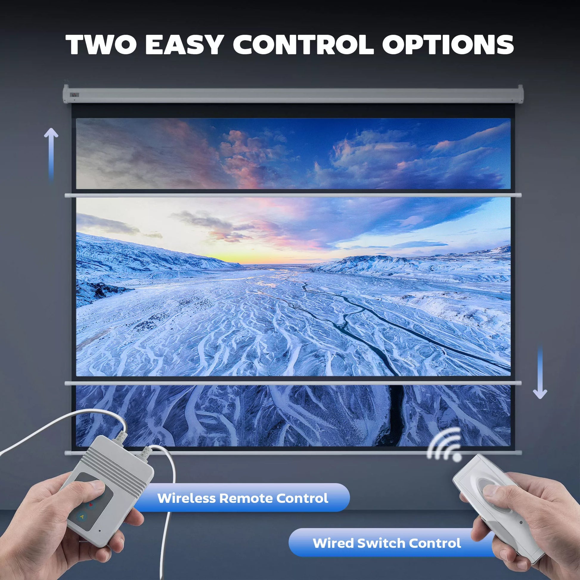 Projektoriaus ekranas, projekcijos ekranas, 100 colių, 4:3, 203x152 cm, baltas