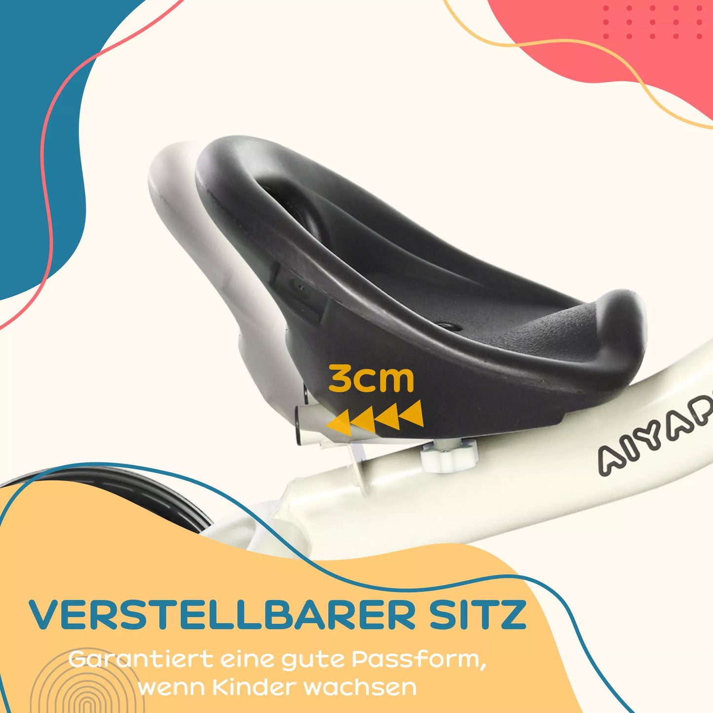 Triratis vaikams 2-5 metai, aukščio reguliuojama sėdynė, skambutis, dviračio krepšys, metalinis rėmas, baltas