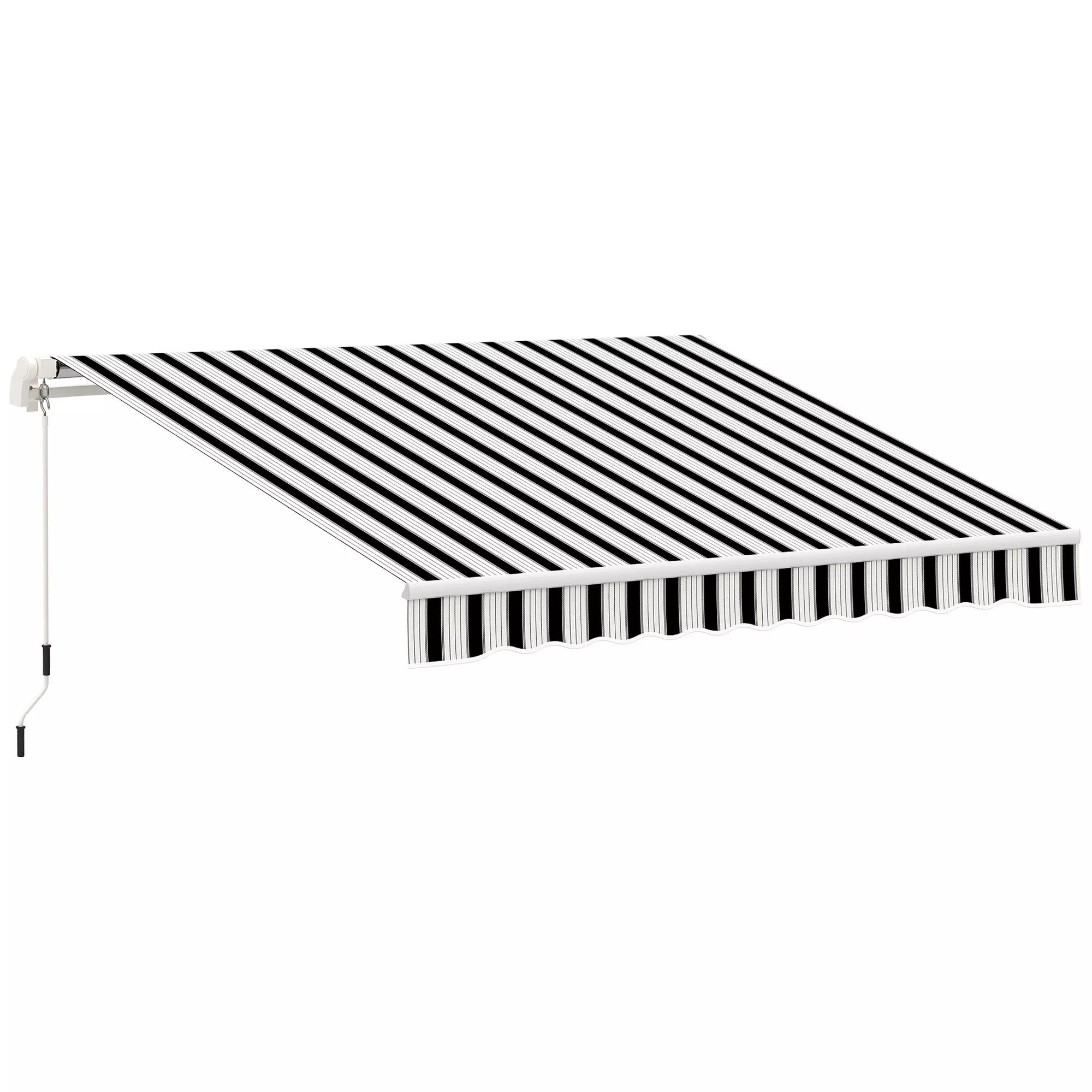 Markizė, apsauga nuo saulės, ištraukiama, su rankine, metalinis rėmas, poliesteris, mėlyna + balta, 3,95 x 2,45 x 3,50 m