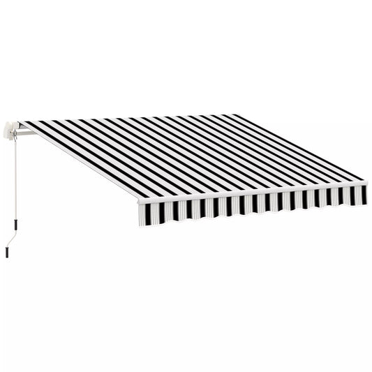 Markizė, apsauga nuo saulės, įtraukiama, su rankine pavara, metalo rėmas, poliesteris, mėlyna+balta, 3,95 x 2,45 x 3,50 m