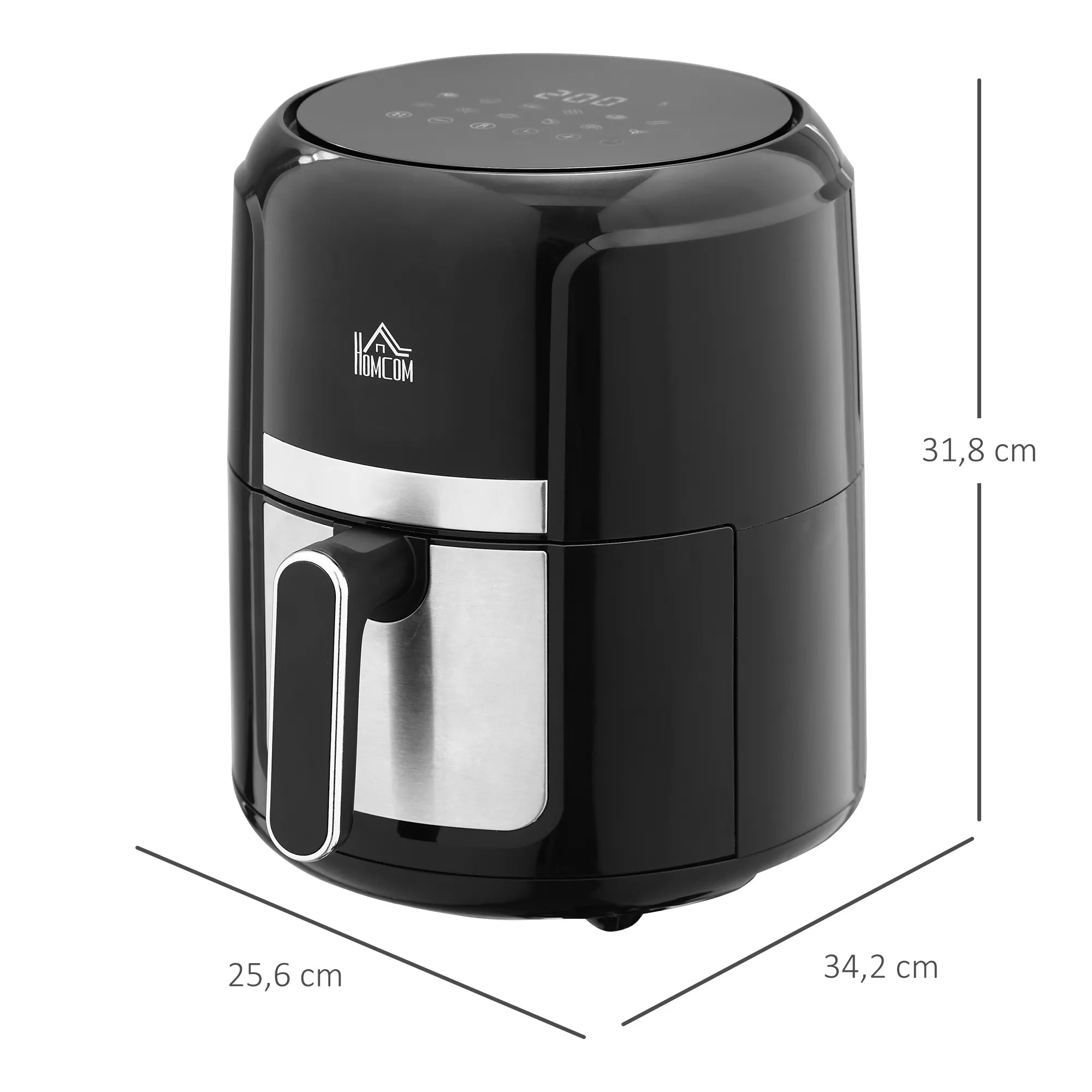 Karšto oro grucintuvas 4L, 12 programų, temperatūra 80-200° C, nelipni danga, juodas