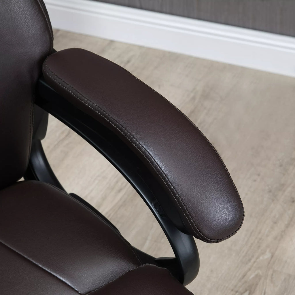 Biuro kėdė Vadovo kėdė Žaidimų kėdė Sukiojama kėdė Supimosi funkcija Stora paminkštinimas 180 kg apkrova Ergonomiškas dizainas Reguliuojamas aukštis Dirbtinė oda Ruda 72x83x114-122 cm