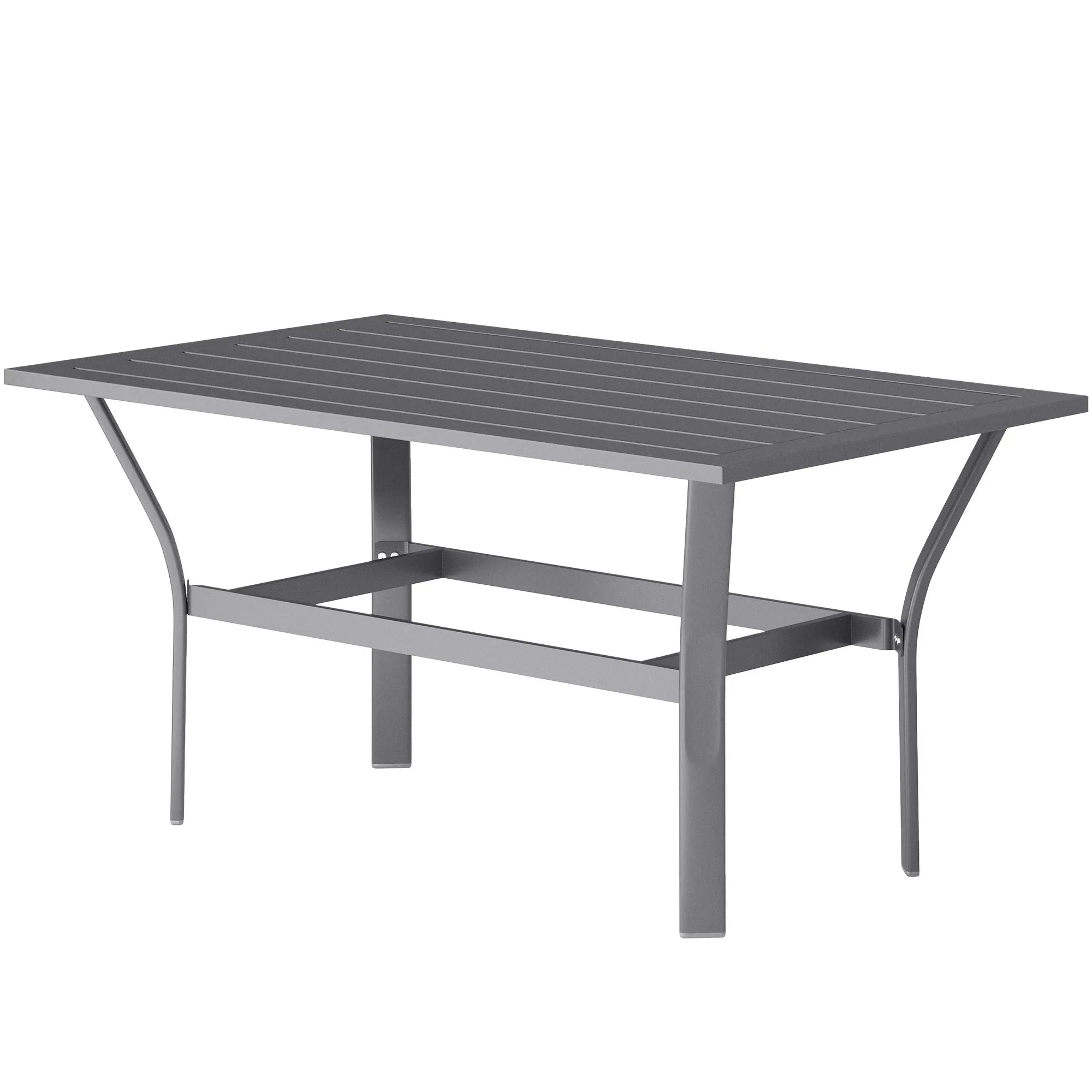 Metalinis pagalbinis stalas Balkono stalas su lamelių dizainu, atsparus atmosferos poveikiui Kavos stalas Sodo stalas 91,5 x 55 x 45 cm Tamsiai pilkos spalvos