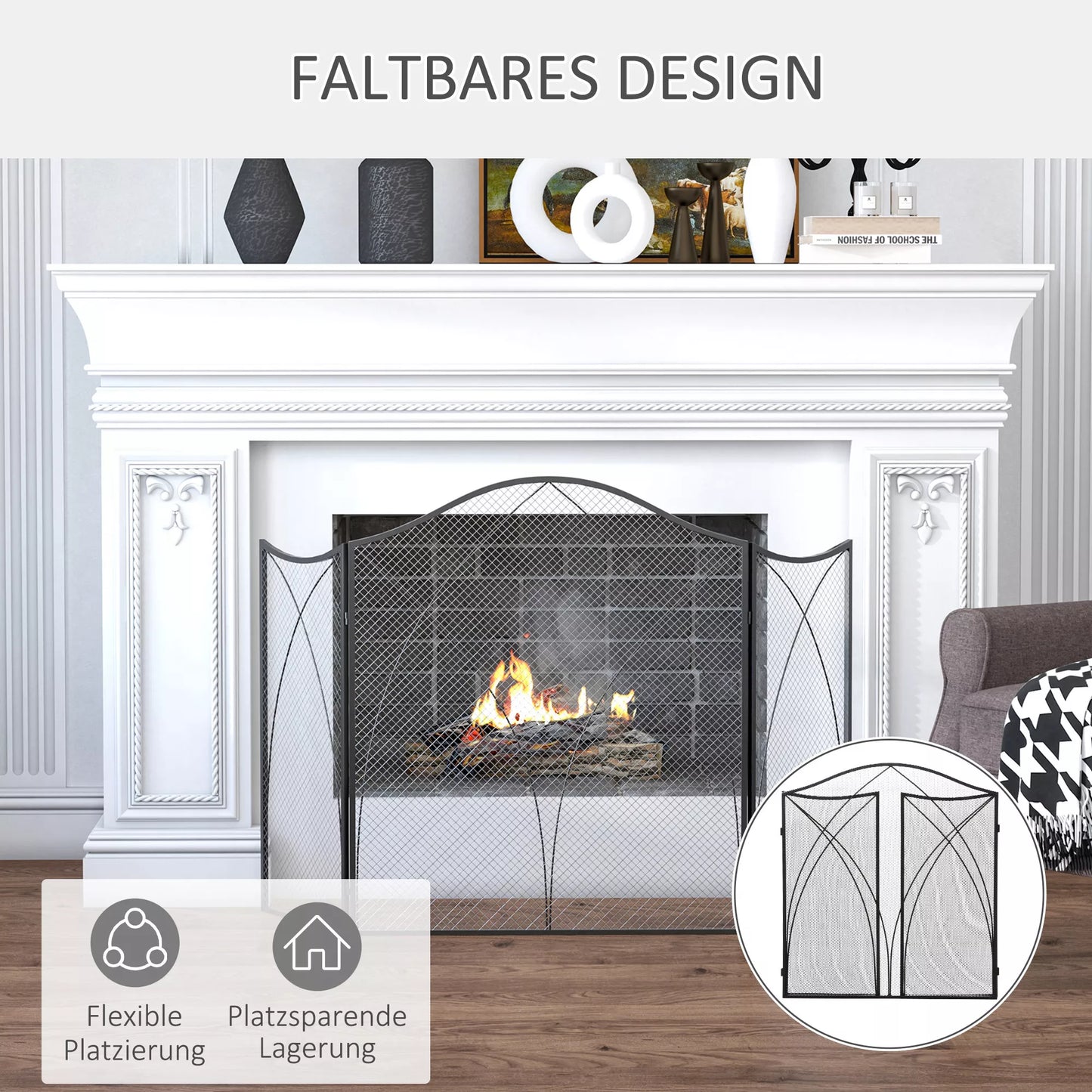 Apsauga židiniui, trijų dalių sulankstoma, metalinė konstrukcija, danga, 108x2x76 cm, juoda