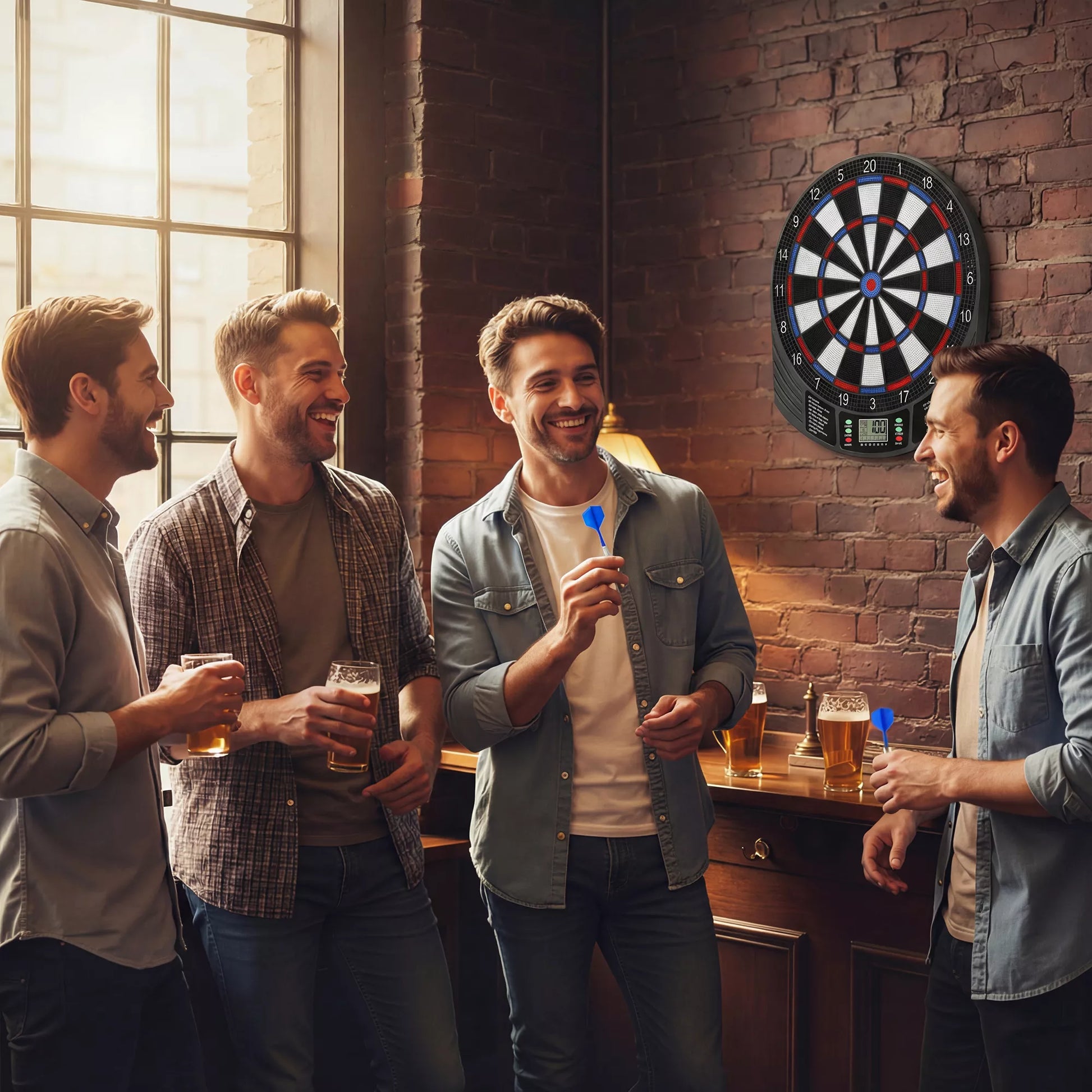 Elektroninė dartų lenta 1–8 žaidėjams, LCD ekranas, 6 dartų rinkiniai, spalvota