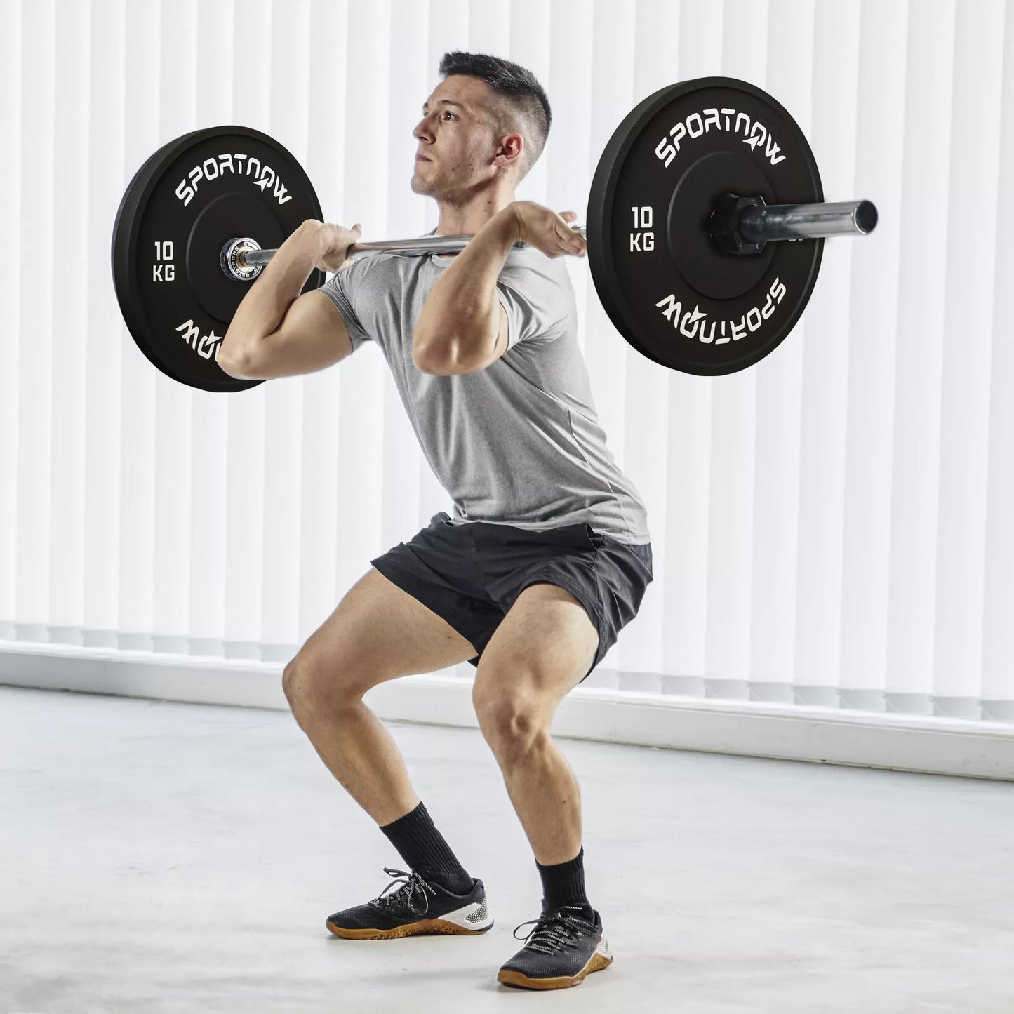 SPORTNOW svarmenų diskų rinkinys, 2 x 10 kg, olimpinio standarto, guminiai, nekelia triukšmo, juodi