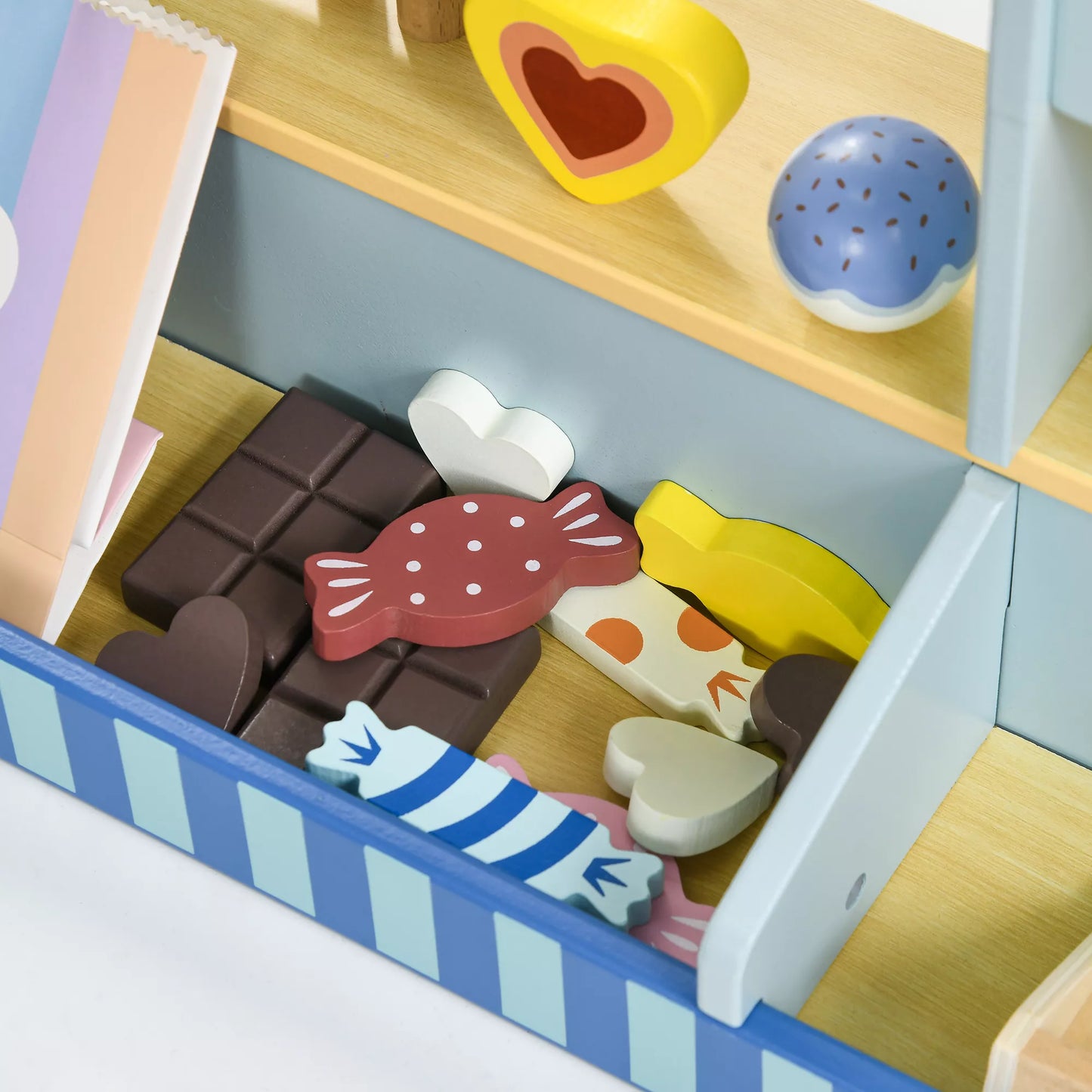 Žaidimų ledų namelis vaikams, ledų kioskeli, daug priedų, lavina vaizduotę ir motoriką, šviesiai mėlyna spalva