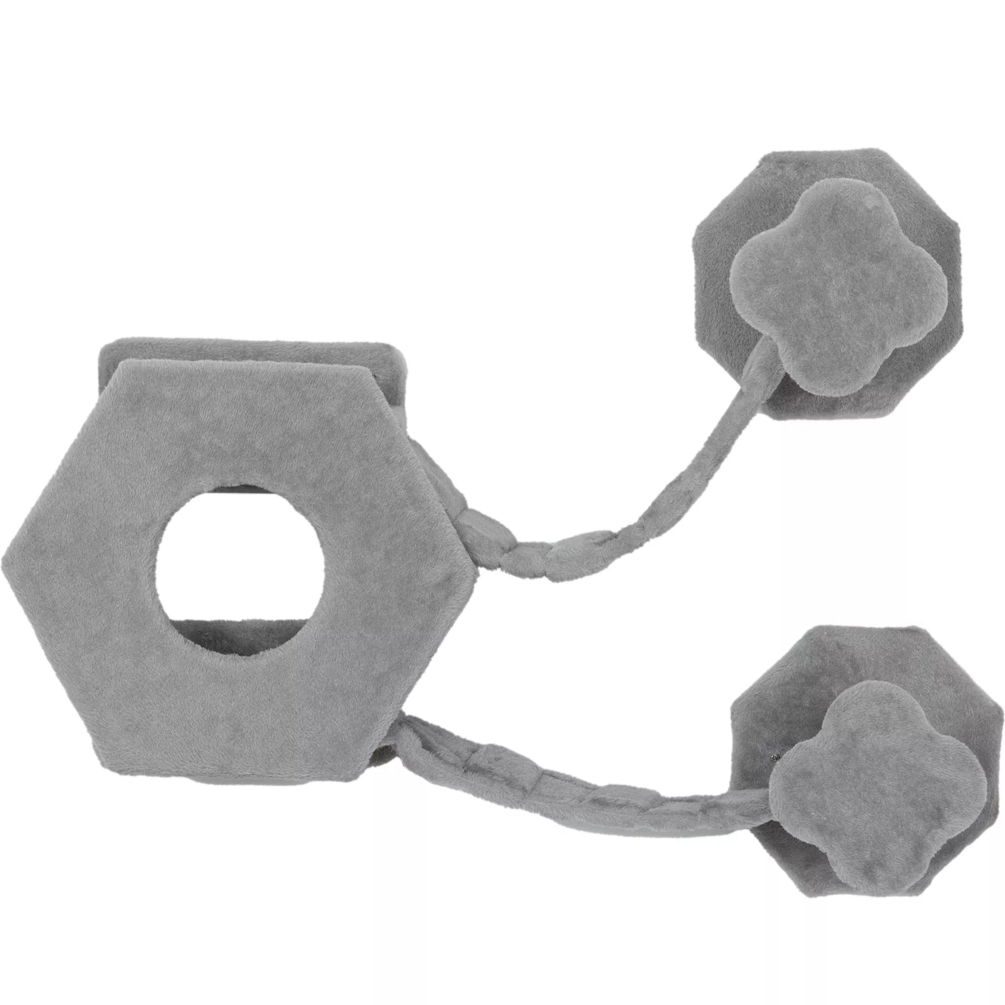 Katės laipiojimo siena, su nameliu, kopėtėlėmis, žaidimo kamuoliuku, erdvę taupanti, šviesiai pilka