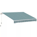 Markizė, apsauga nuo saulės, ištraukiama, su rankine, metalinis rėmas, poliesteris, balta + žalia, 3,95 x 2,45 m