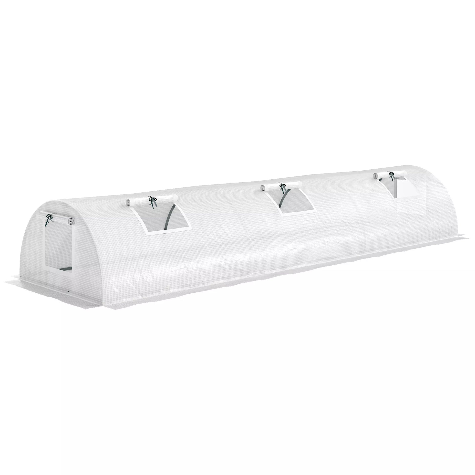 Plėvelės šiltnamis, mini tunelinis šiltnamis su tinkliniu langu, atsparus UV spinduliams, plastikinė plėvelė, 300 x 80 x 45 cm, baltas