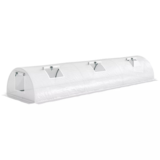 Plėvelės šiltnamis, mini tunelinis šiltnamis su tinkliniu langu, atsparus UV spinduliams, plastikinė plėvelė, 300 x 80 x 45 cm, baltas