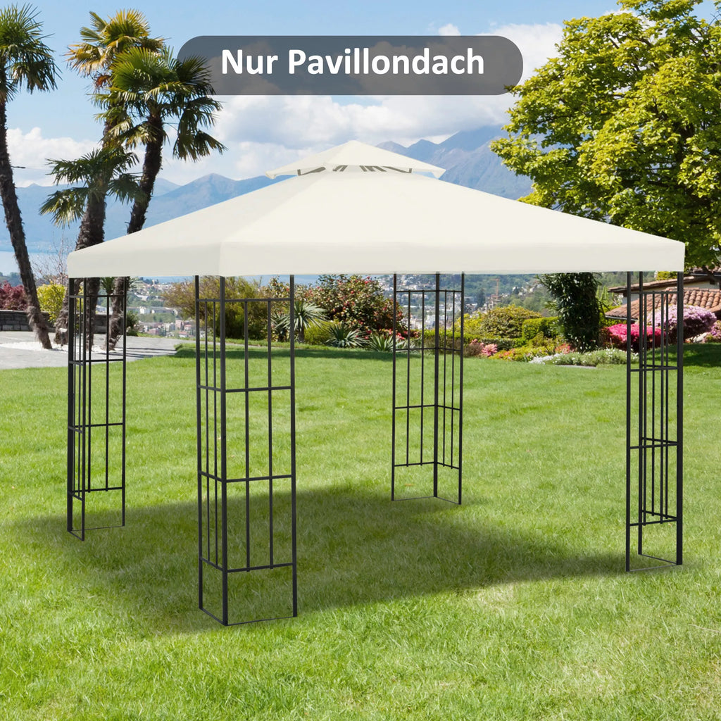Paviljono stogas 3 x 3 m, vandeniui atsparus, kreminės baltos spalvos