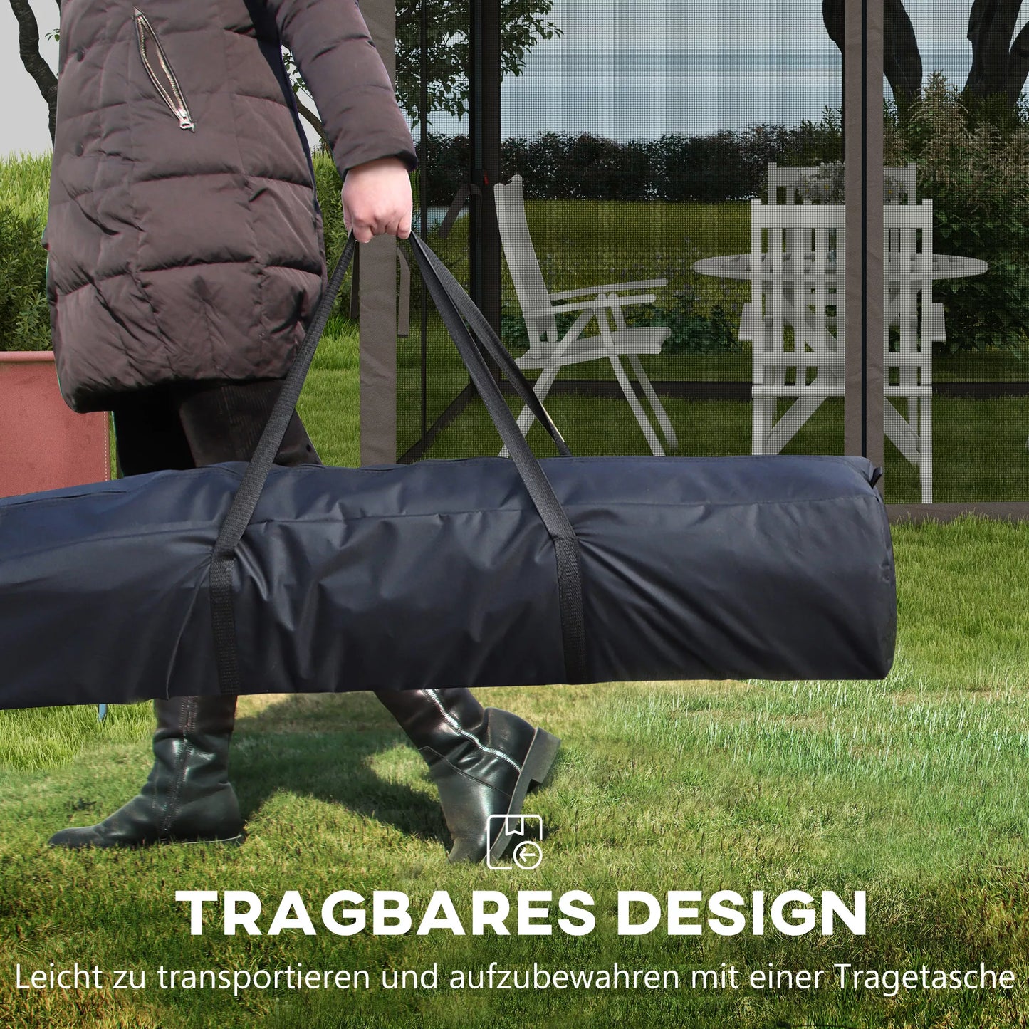 Suldamasis pavėsinis su šoninemis sienelėmis, pilkas, 3,25 x 3,25 x 2,7 m